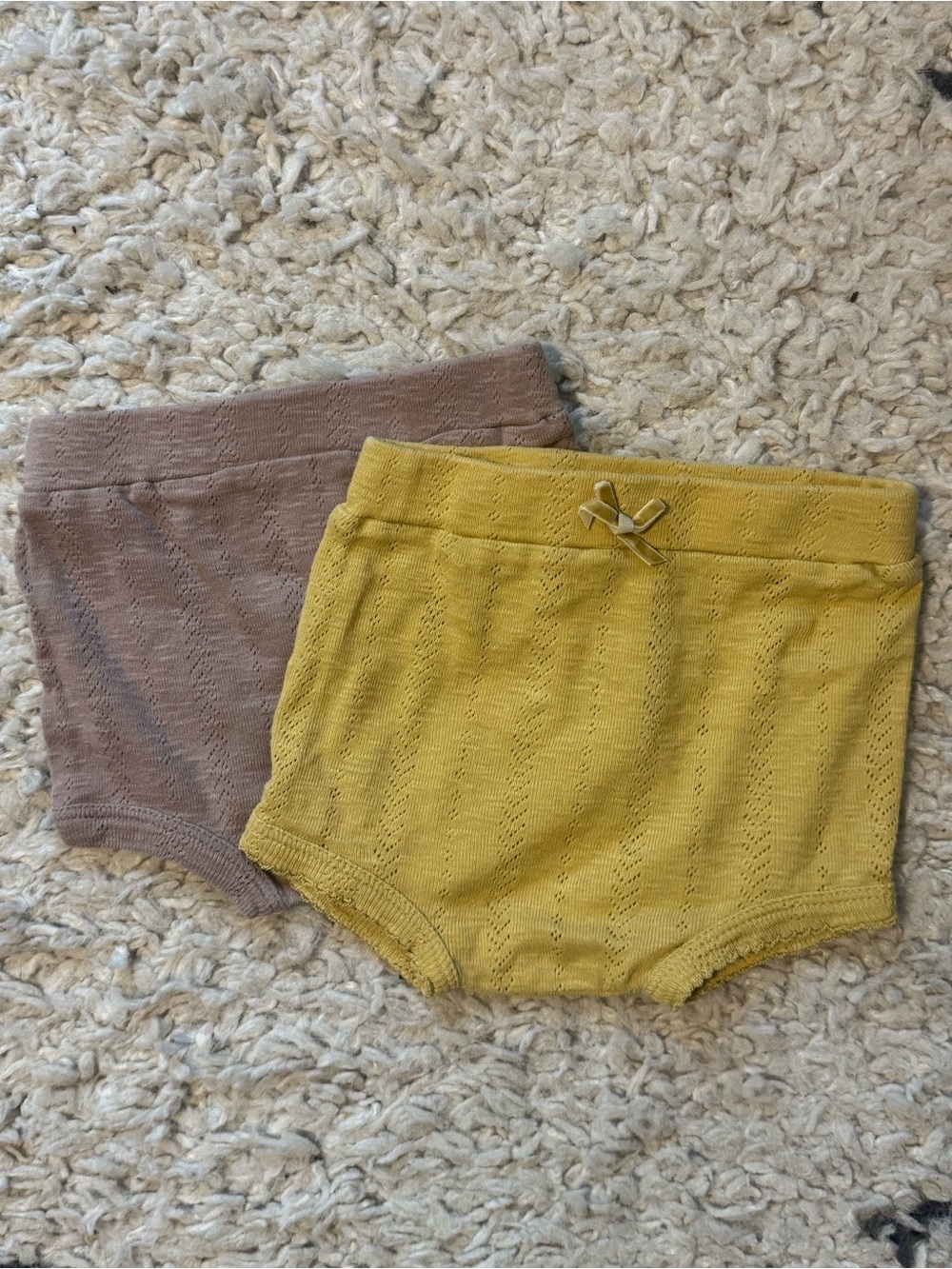 2-Pack Kate Quinn Organic Cotton Pointelle Patterned Bloomers | 6-12M | EUC